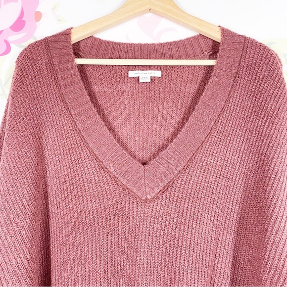 American Eagle Outfitters AEO Maroon V Neck Long Sleeves Knit Sweater M - Picture 2 of 10
